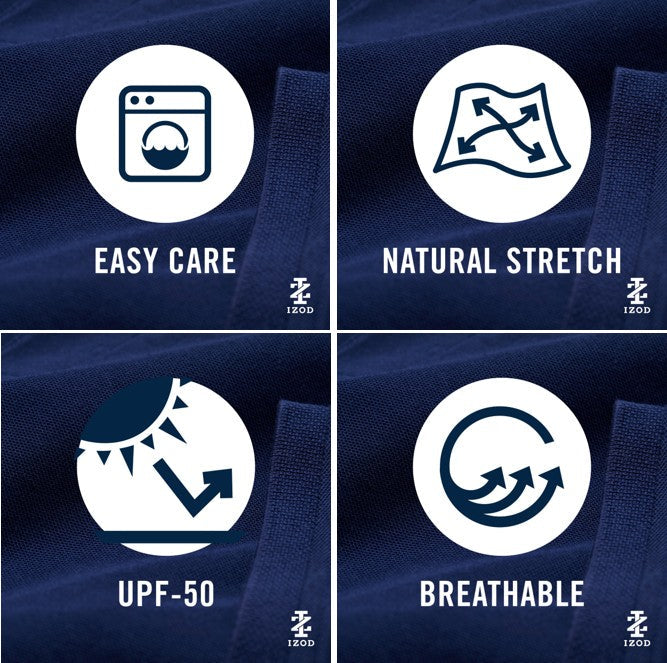 Izod ADVANTAGE PERFORMANCE SHORT-SLEEVE SLIM-FIT POLO SHIRT BRIGHT WHITE
