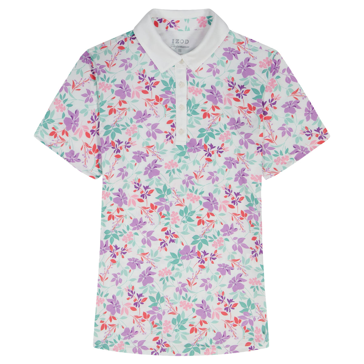 Izod ALLY PRINTED S/S POLO - BRIGHT WHITE