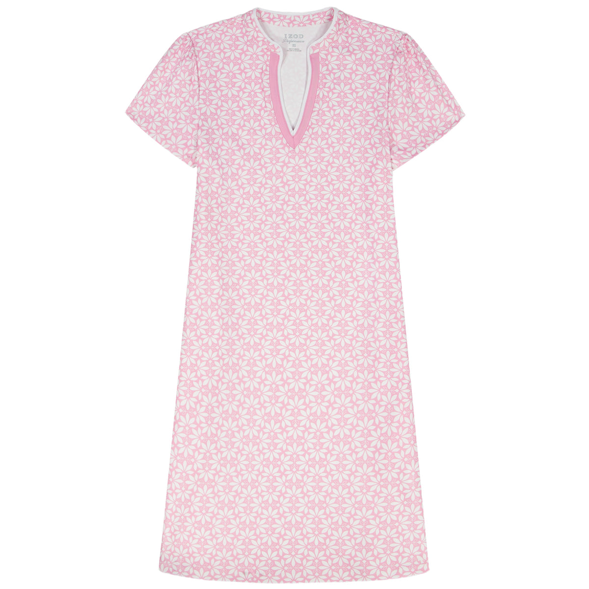 Izod SARA S/S PRINTED DRESS - PRISM PINK