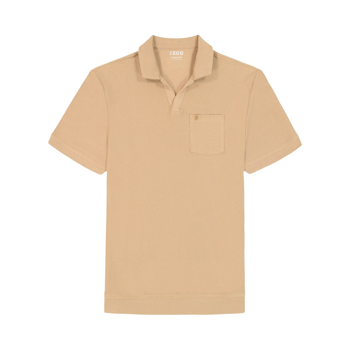 Izod Johnny Collar Textured Knit Polo - Tannin