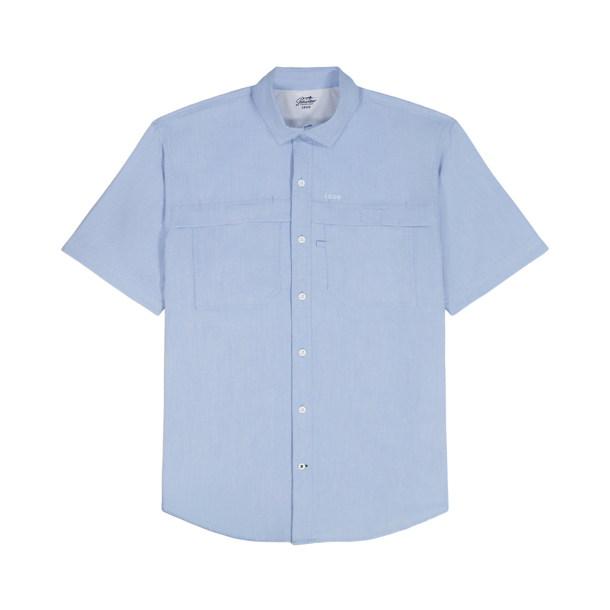 Izod SUNSHIELD PERFORMANCE S/S BUTTON-DOWN SHIRT - CHAMBRAY BLUE