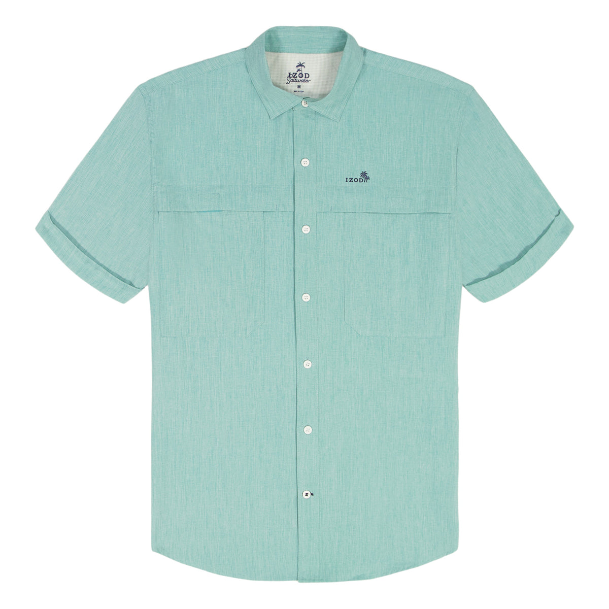 Izod SUNSHIELD PERFORMANCE S/S BUTTON-DOWN SHIRT - AGATE GREEN