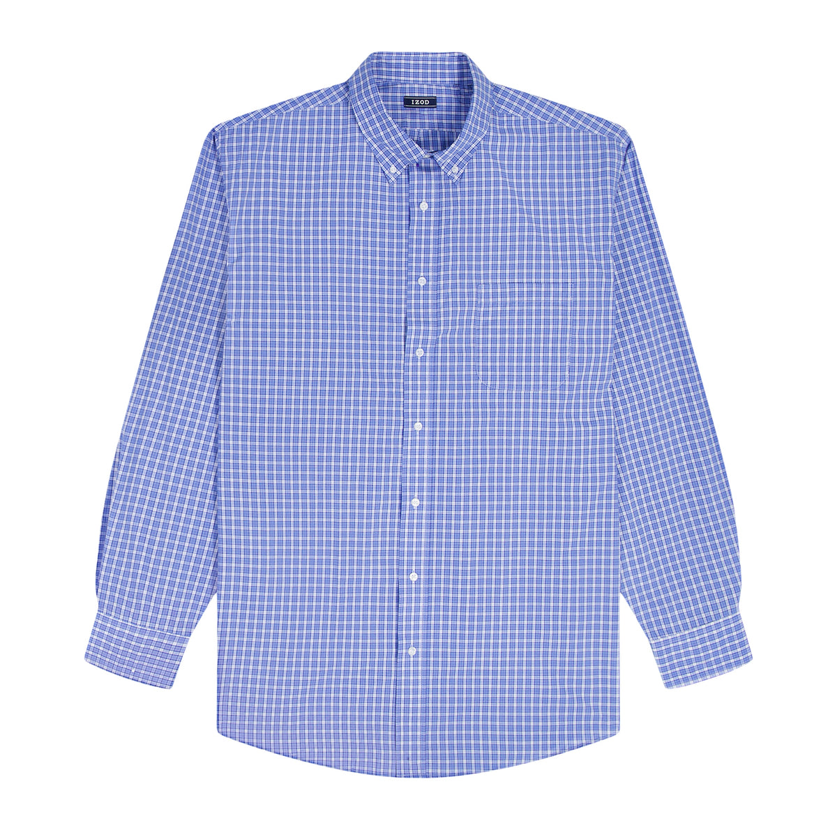 Izod BIG & TALL ALL-OVER STRETCH L/S PLAID BUTTON-DOWN DRESS SHIRT - ULTRAM