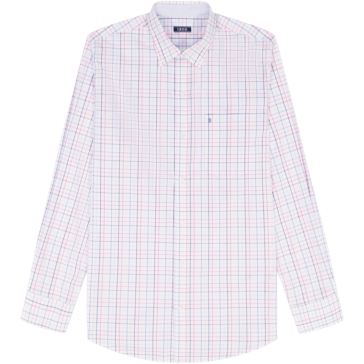Izod Big & Tall Performance Comfort L/S Plaid Shirt - Fandango Pink