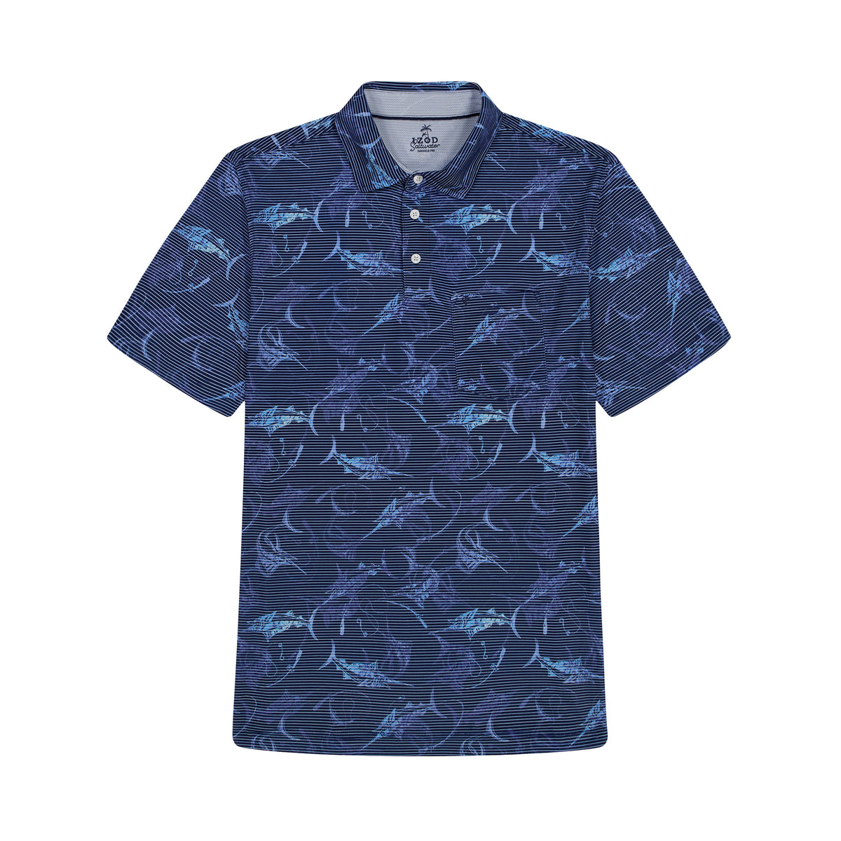 Izod BIG & TALL SUNSHIELD PERFORMANCE S/S PRINTED POLO - BLUE DEPTHS