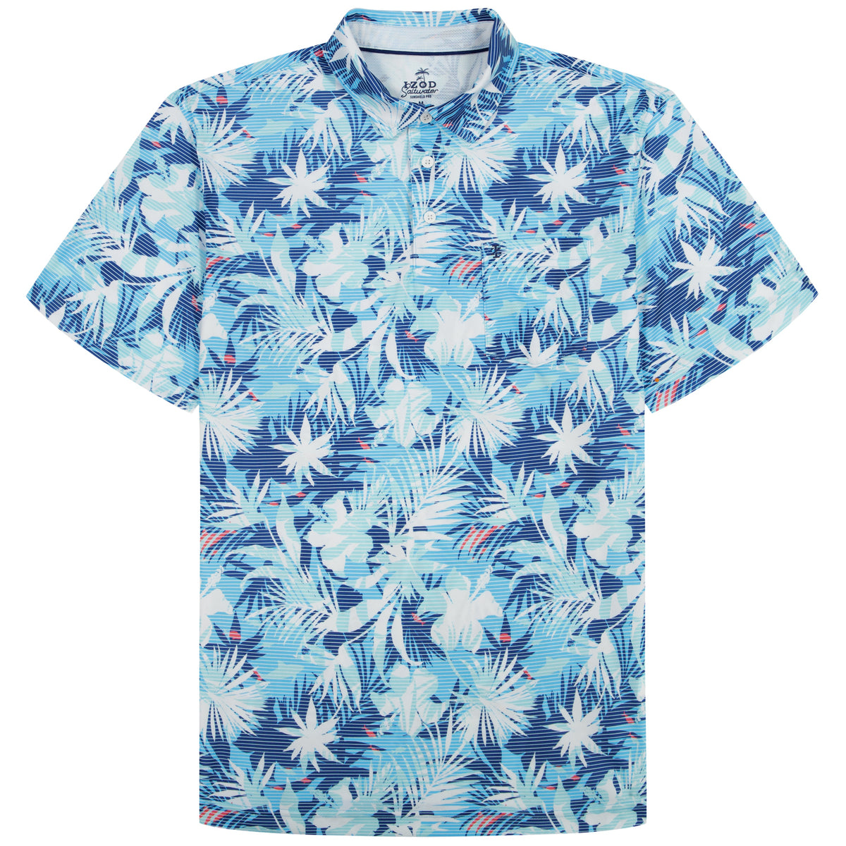 Izod BIG & TALL SUNSHIELD PERFORMANCE S/S PRINTED POLO - AQUARIUS