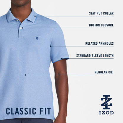 Izod ADVANTAGE PERFORMANCE SHORT-SLEEVE POLO SHIRT BLUE RADIANCE