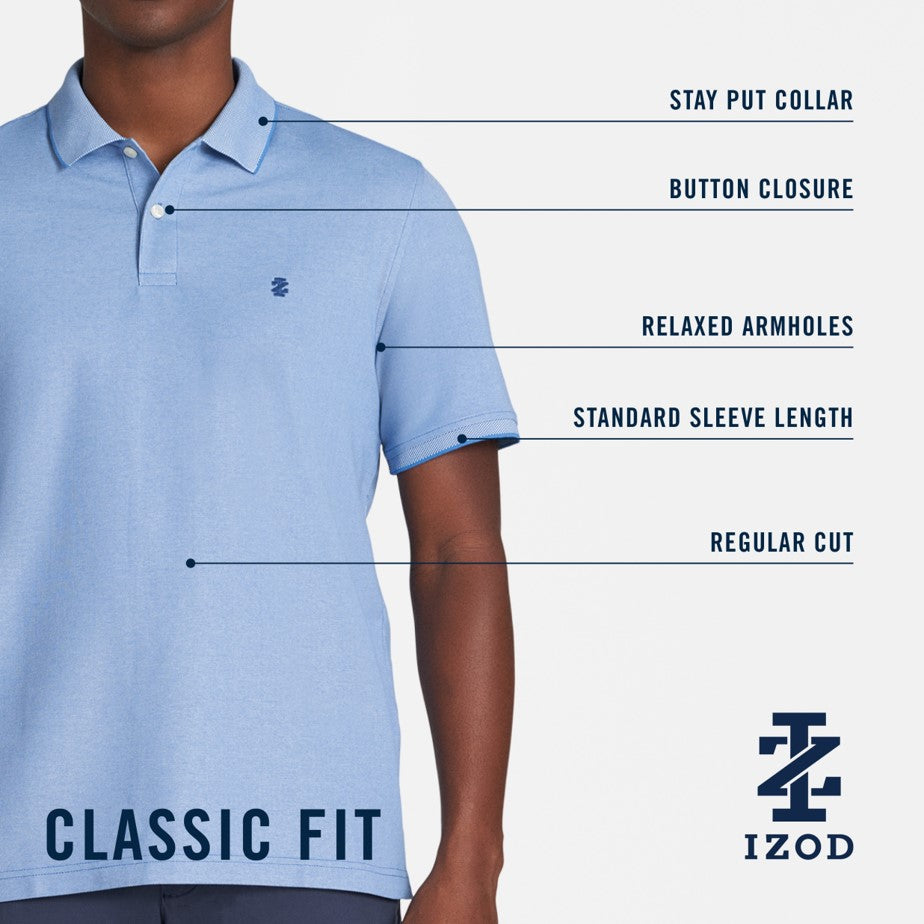 Izod ADVANTAGE PERFORMANCE SHORT-SLEEVE POLO SHIRT DAHLIA PURPLE