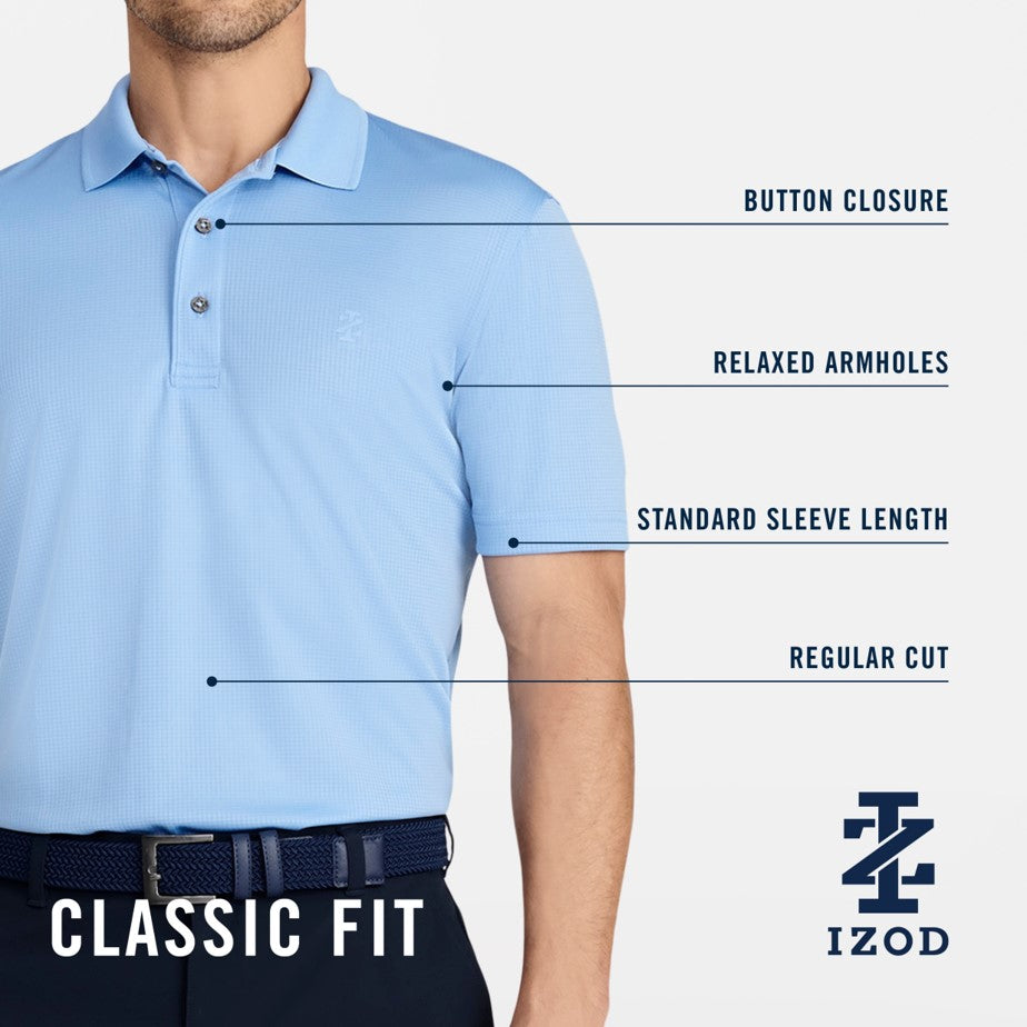 Izod Performance Golf Grid Stretch Polo - Cobalt Blue