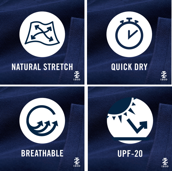 Izod Performance Golf Grid Stretch Polo - Cobalt Blue