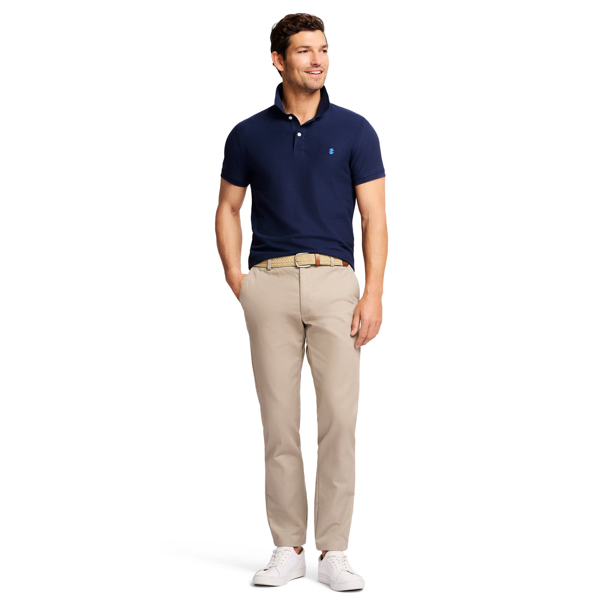 Izod ADVANTAGE PERFORMANCE SHORT-SLEEVE SLIM-FIT POLO SHIRT PEACOAT
