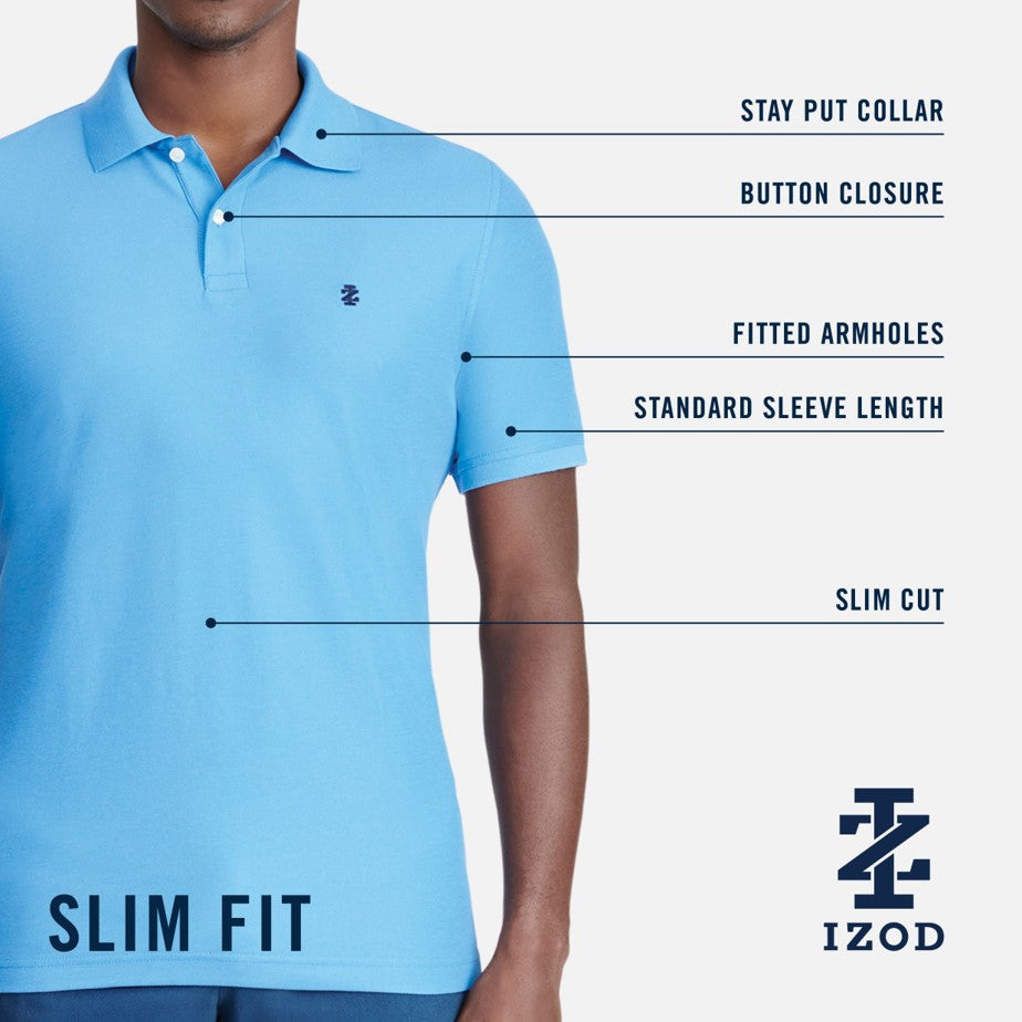 Izod ADVANTAGE PERFORMANCE SHORT-SLEEVE SLIM-FIT POLO SHIRT PEACOAT