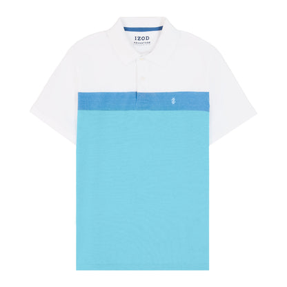 Izod Advantage Performance Short Sleeve Stripe Polo Shirt - Bright White