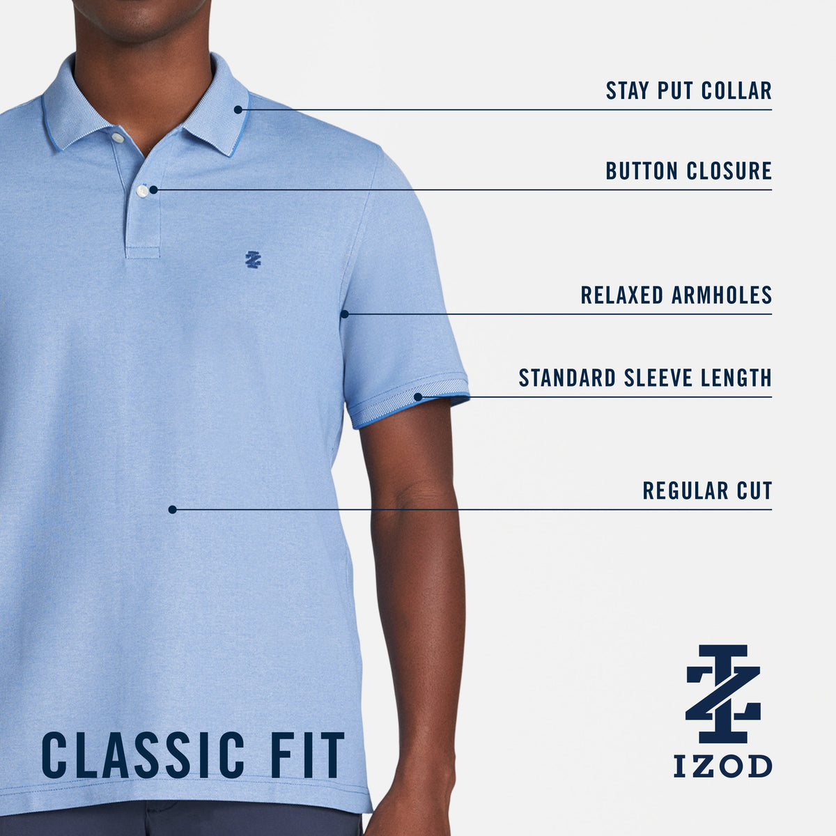 Izod Advantage Performance Striped Polo - Rock Hthr
