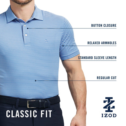 Izod Golf Swingflex Elite Stripe Polo - Navy Blazer