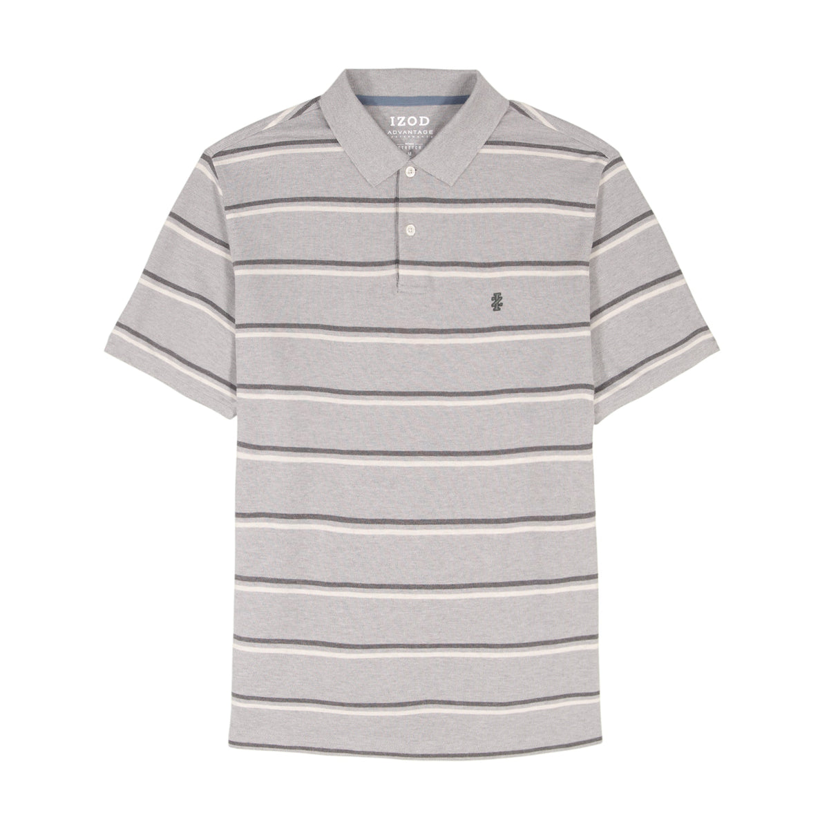 Izod Advantage Performance Striped Polo - Grey Heather