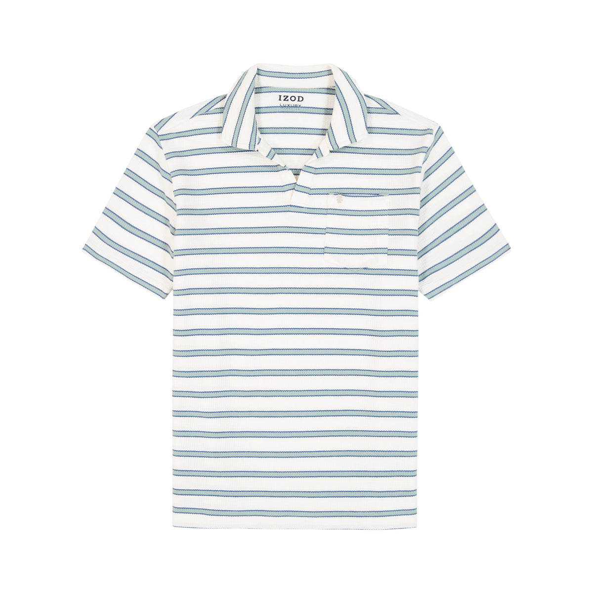 Izod Johnny Collar Textured Knit Polo - Egret