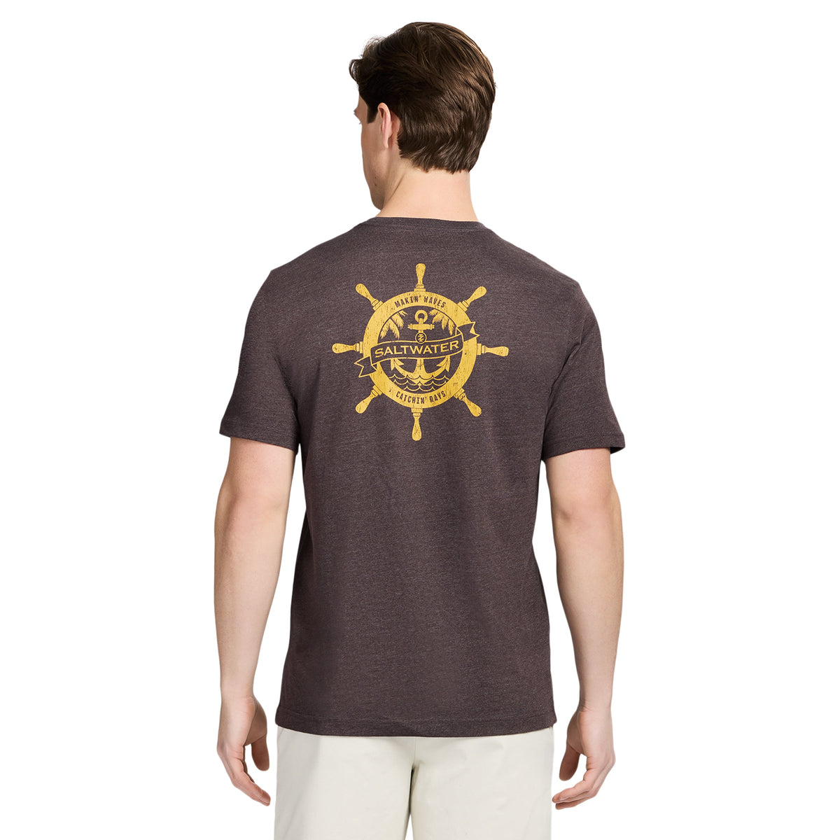 Izod SALTWATER SHORT SLEEVE GRAPHIC TEE - BLACK COFFEE