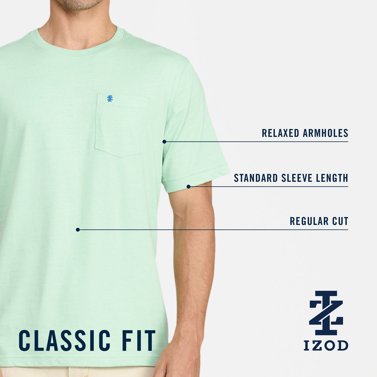 Izod Saltwater Soft Wash Pocket Crew - Delphinium Blue