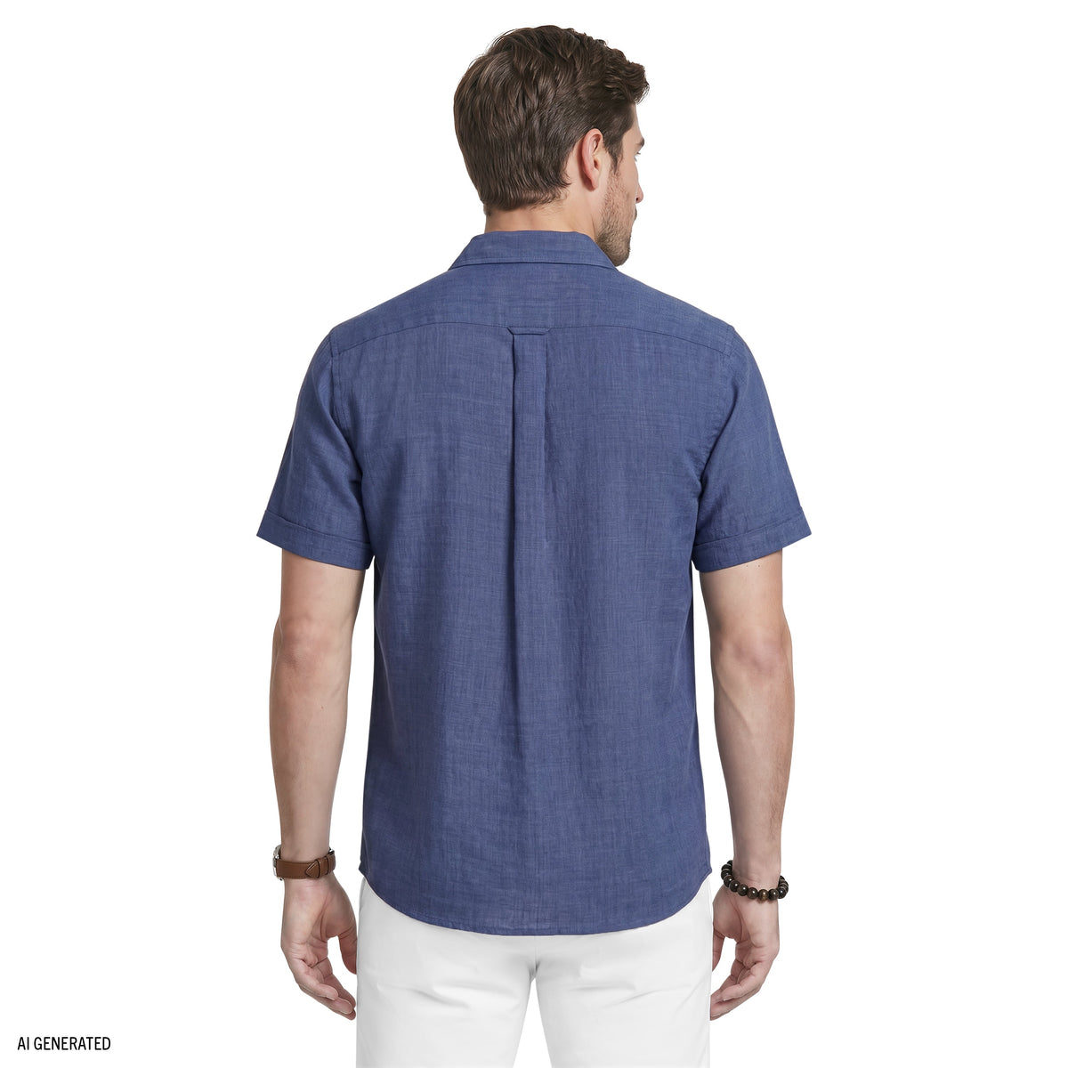 Izod LUXURY SHORT SLEEVE BUTTON DOWN SHIRT - MEDIEVAL BLUE