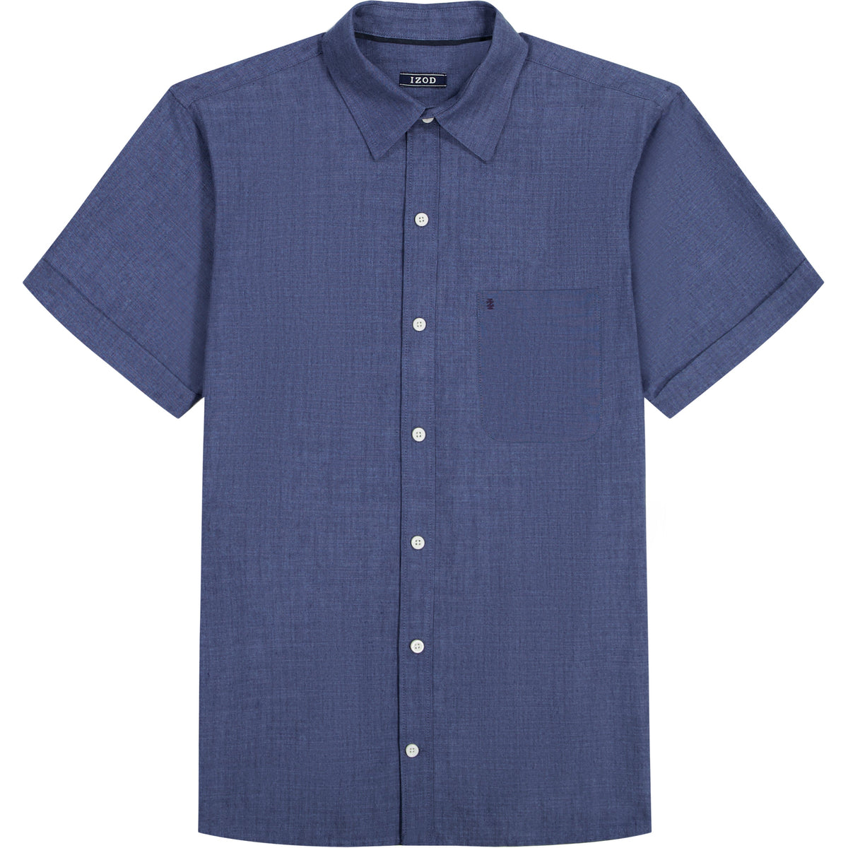 Izod LUXURY SHORT SLEEVE BUTTON DOWN SHIRT - MEDIEVAL BLUE