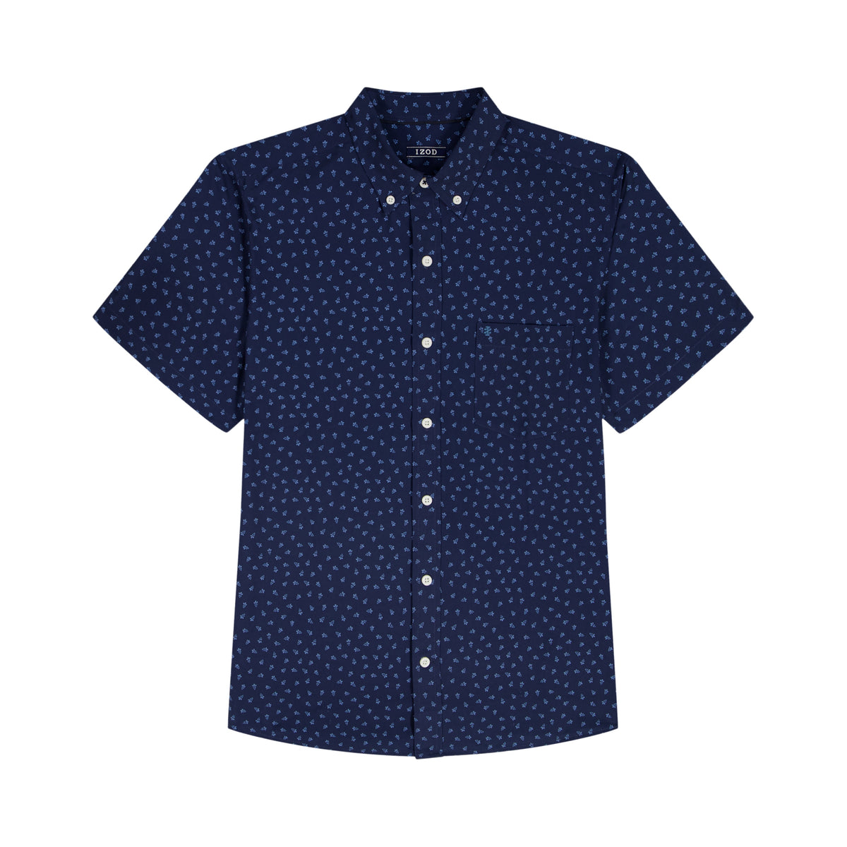 Izod BREEZE S/S PRINTED BUTTON-DOWN SHIRT - LICHEN BLUE