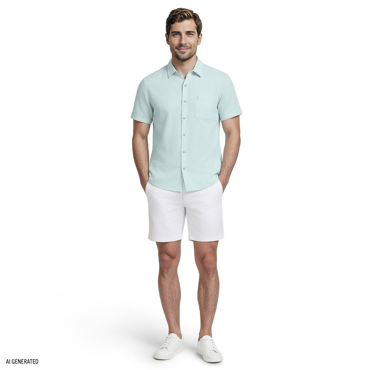 Izod LUXURY S/S BUTTON-DOWN SHIRT - WASABI