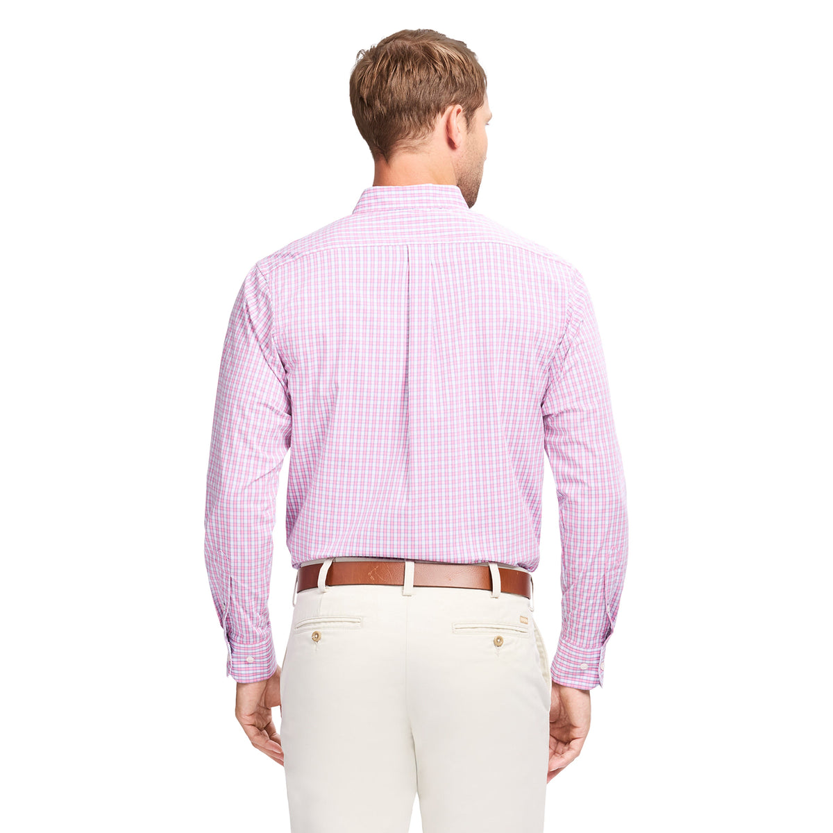Izod PERFORMANCE COMFORT L/S BUTTON-DOWN SHIRT - PINK LEMONADE