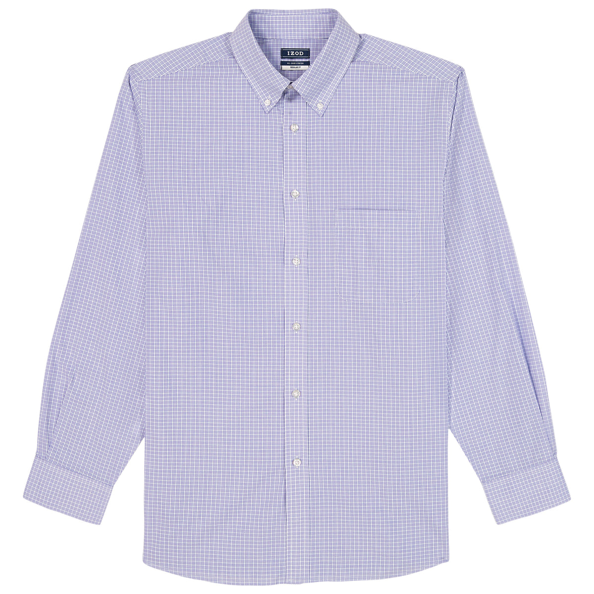 Izod ALL-OVER STRETCH L/S PLAID BUTTON-DOWN DRESS SHIRT - DAHLIA PURPLE