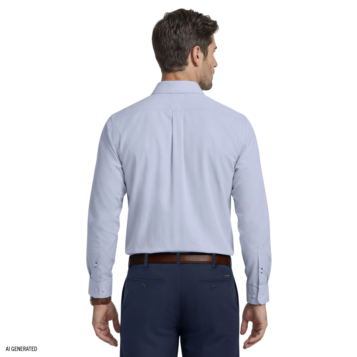 Izod ROYAL TEXTURE L/S BUTTON-DOWN DRESS SHIRT - CHAMBRAY BLUE