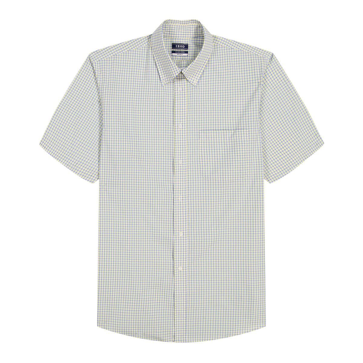 Izod ALL-OVER STRETCH S/S PLAID BUTTON-DOWN DRESS SHIRT - SUNDRESS