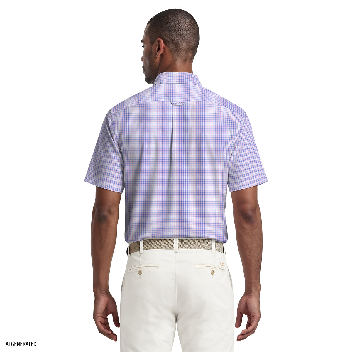 Izod ALL-OVER STRETCH S/S PLAID BUTTON-DOWN DRESS SHIRT - PRISM PINK