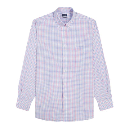 Izod ALL-OVER STRETCH L/S PLAID BUTTON-DOWN DRESS SHIRT - CONE FLOWER