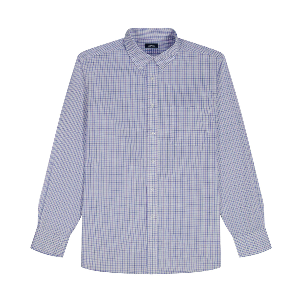 Izod ALL-OVER STRETCH L/S PLAID BUTTON-DOWN DRESS SHIRT - DAHLIA PURPLE