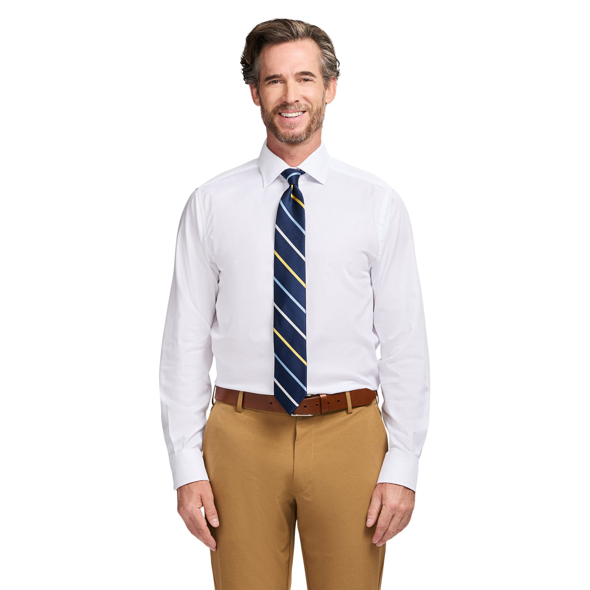 Izod Royal Texture Button Down Dress Shirt - Bright White