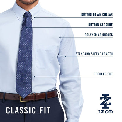 Izod Royal Texture Button Down Dress Shirt - Bright White