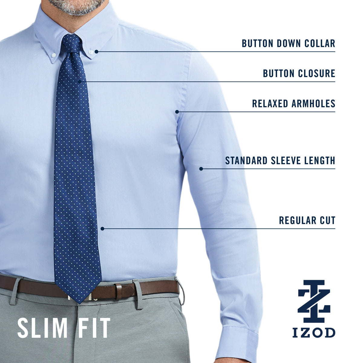 Izod Cool Fx Button Down Dress Shirt - Th Dark Navy