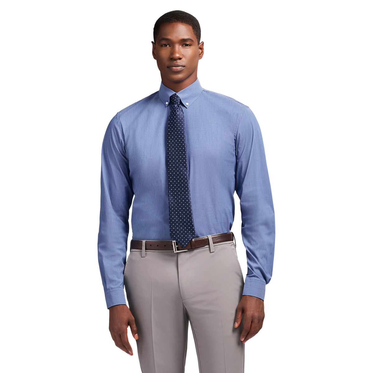 Izod Cool Fx Button Down Dress Shirt - Th Navy