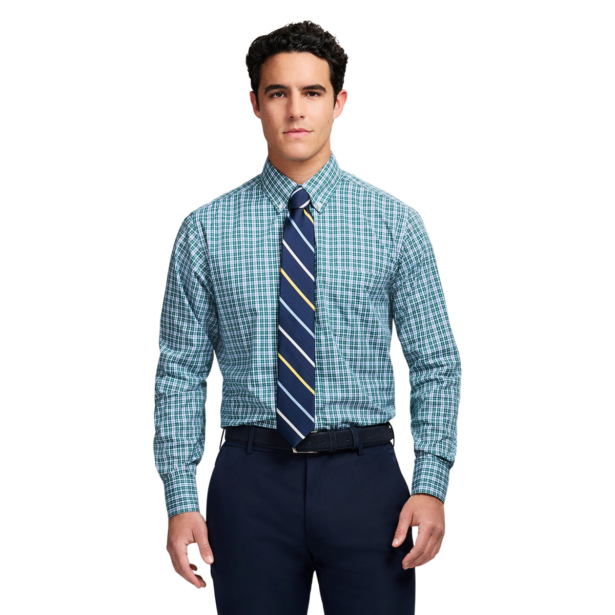 Izod All Over Stretch Button Down Dress Shirt - Bayberry