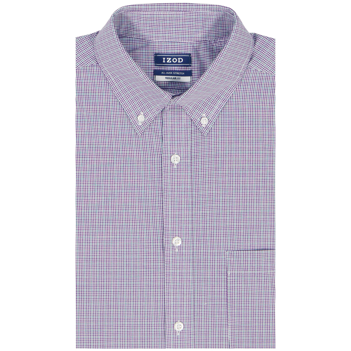 Izod All Over Stretch Button Down Dress Shirt - Imperial Purple