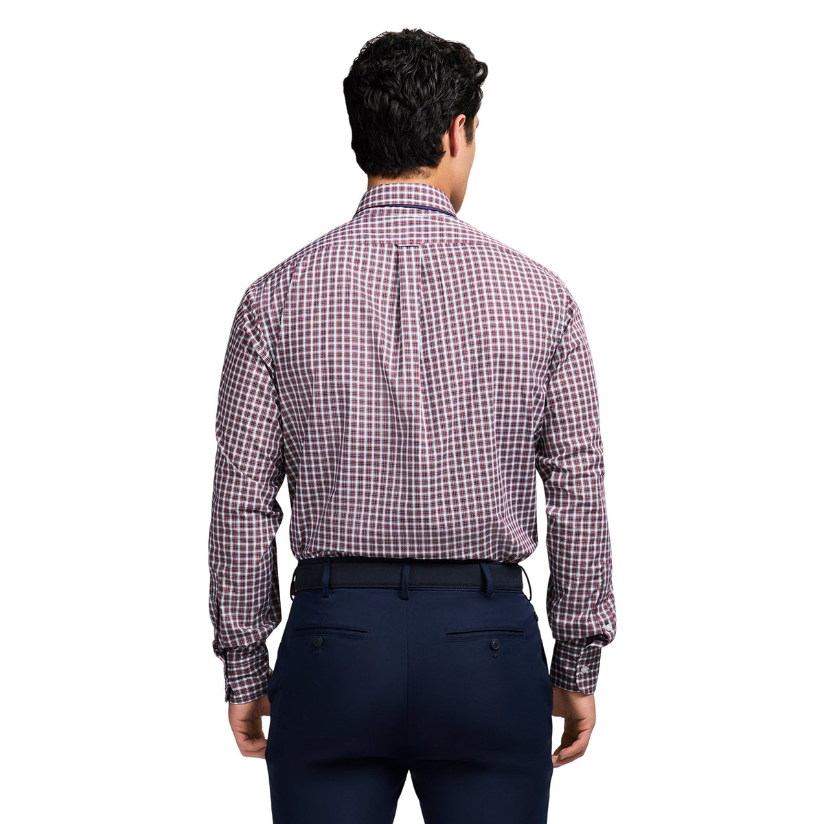 Izod All Over Stretch Tartan Button Down Dress Shirt - Jester Red