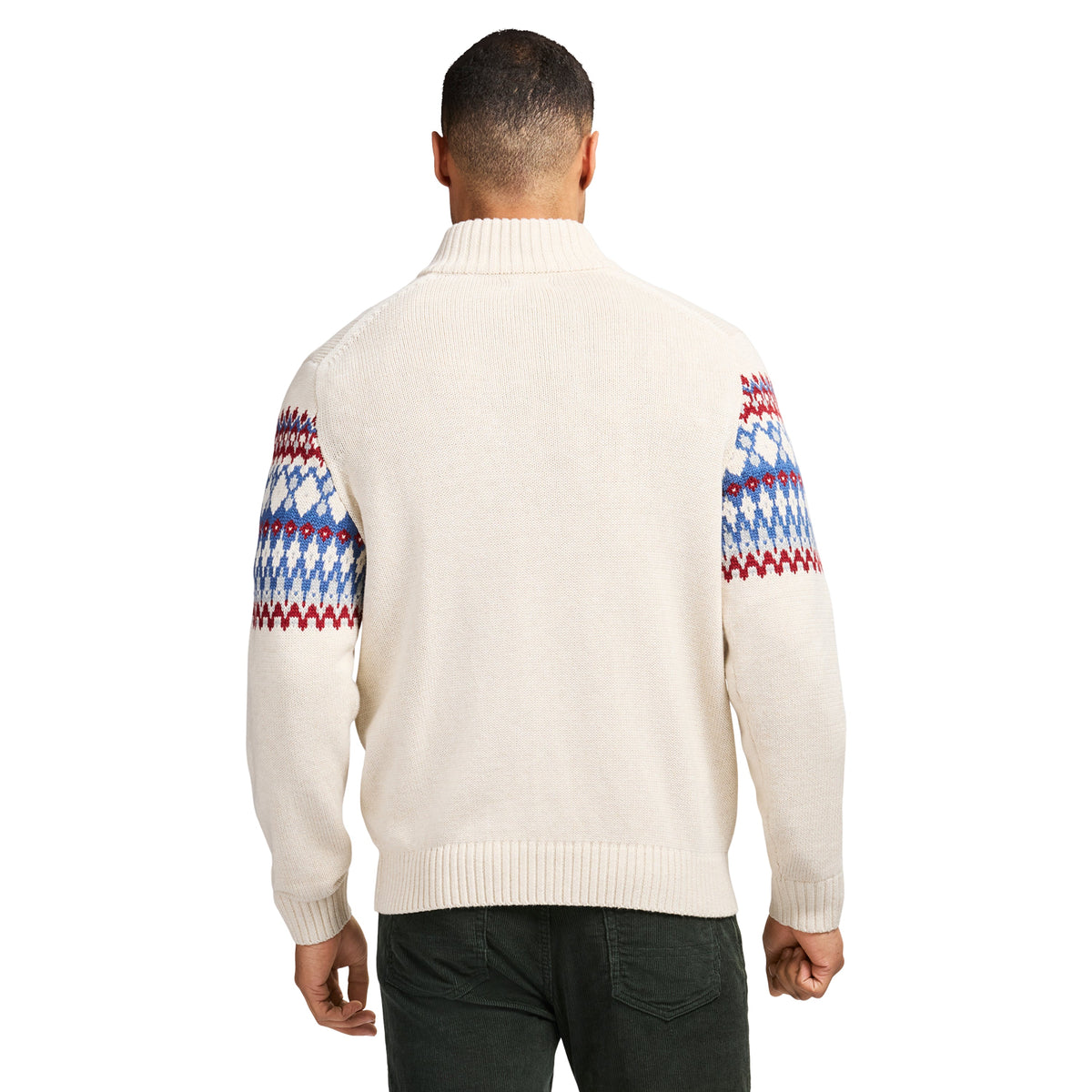 Izod Holiday Fairisle Quarter Zip Sweater - Rock Hthr