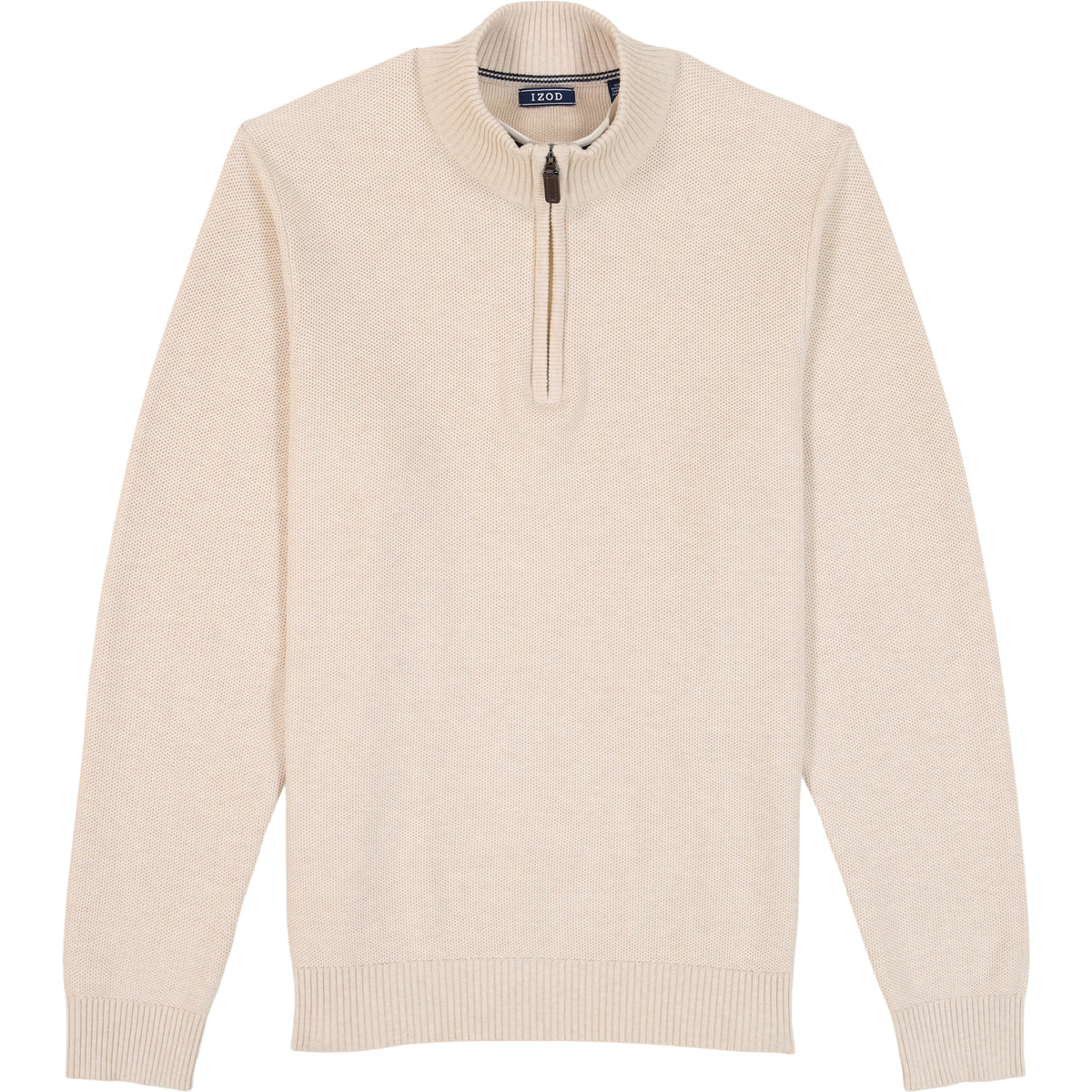 Izod Honeycomb Quarter Zip Sweater - Rock Hthr