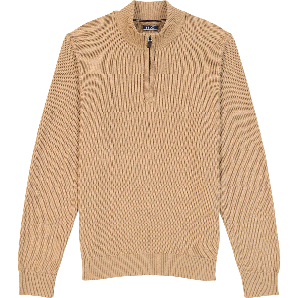 Izod Honeycomb Quarter Zip Sweater - Camel Hthr