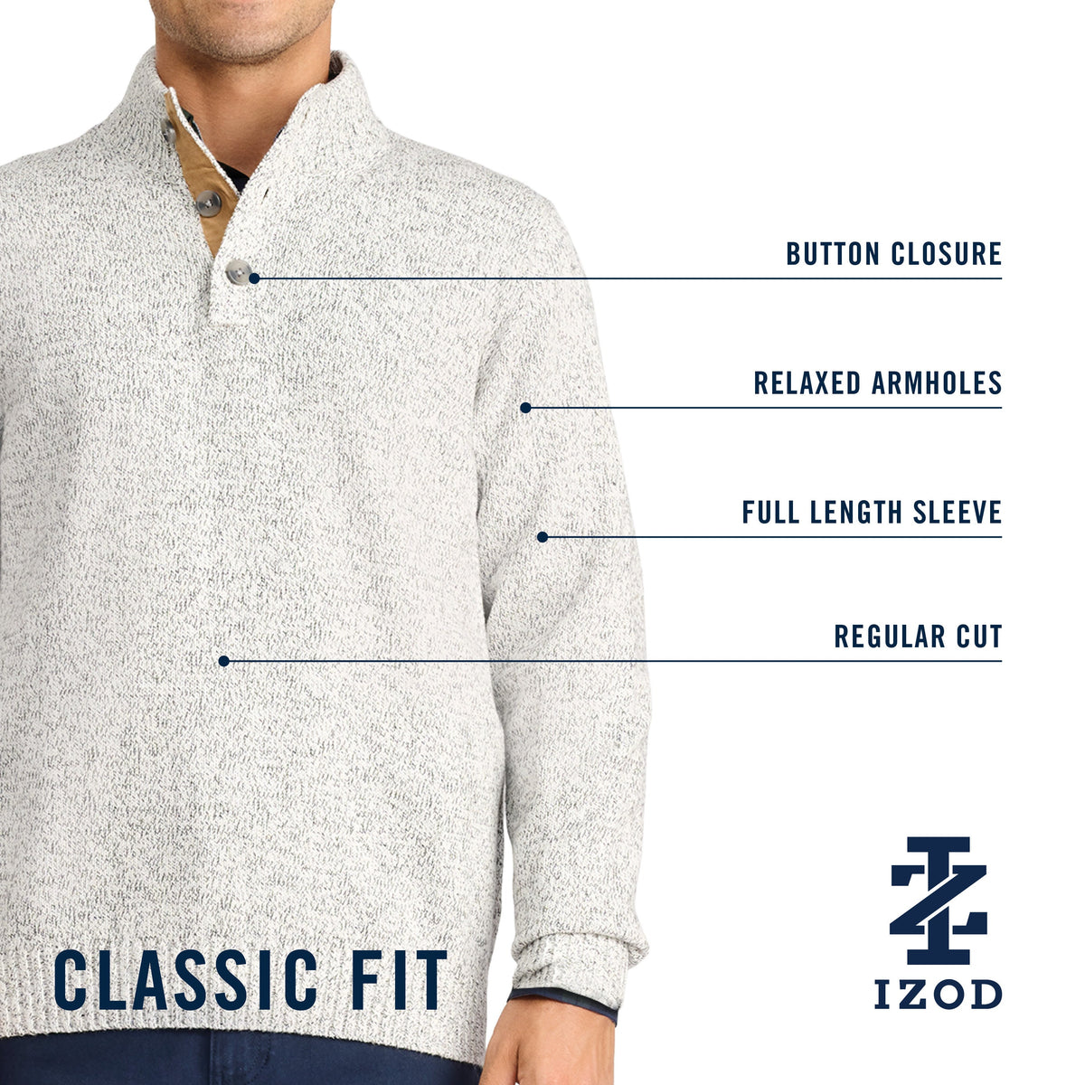 Izod Holiday Button Mock Sweater - Velvet Maroon