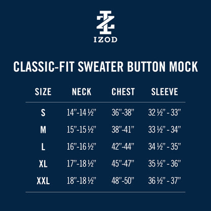 Izod Holiday Button Mock Sweater - Rock Hthr