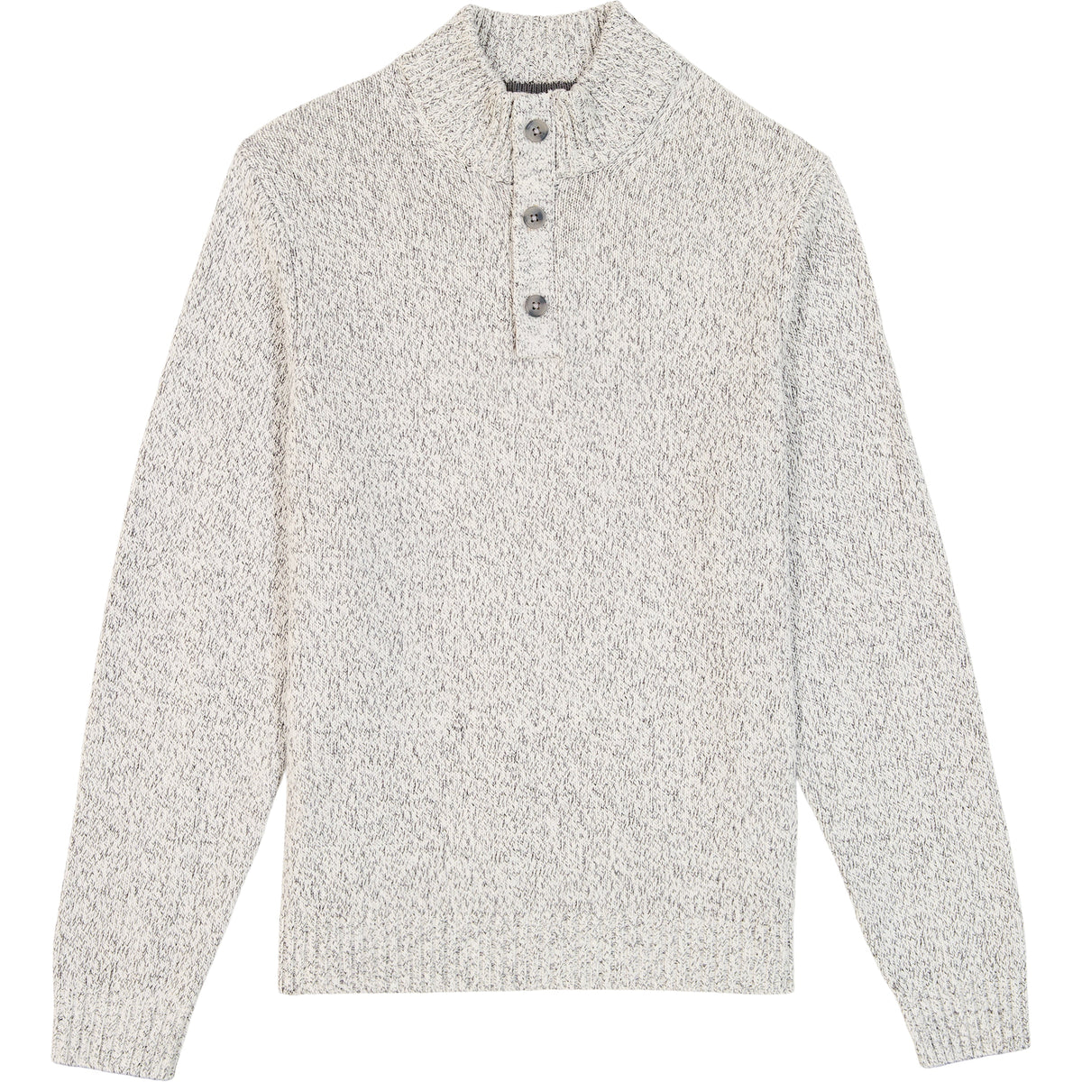 Izod Holiday Button Mock Sweater - Rock Hthr