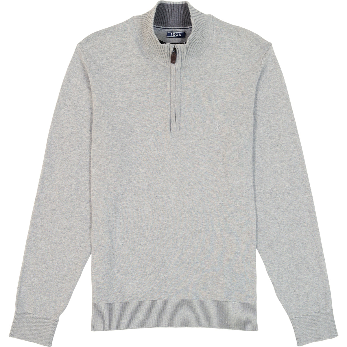 Izod Fine Gauge Quarter Zip Sweater - Lt Grey Hthr