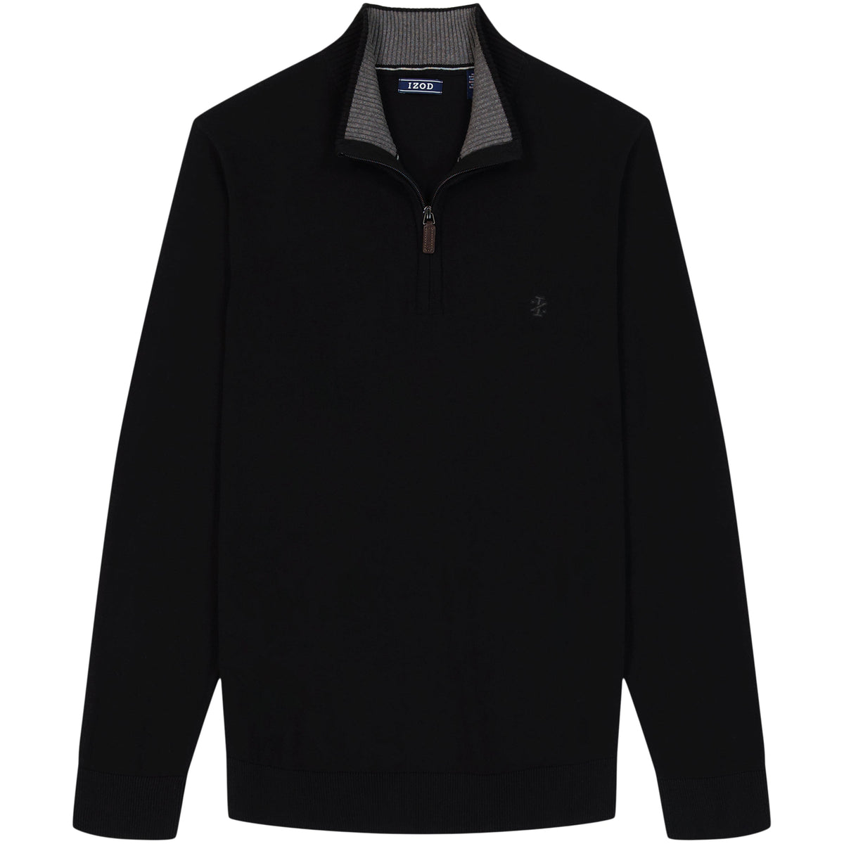 Izod Fine Gauge Quarter Zip Sweater - Black