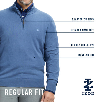 Izod Fine Gauge Quarter Zip Sweater - Black